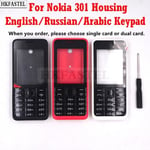 Blue Dual English - Coque Pour Nokia 301, Étui Pour Téléphone Portable Double Sim Simple + Clavier Anglais Ru