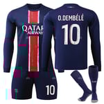 Paris Saint-Germain Barn Hemmaställ 2024-2025 Höst & Vinter Nr 10 strumpor S O.DEMBELE No 11 socks S