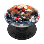 two anime koi fish asian carp lucky goldfish sunset waves PopSockets Swappable PopGrip
