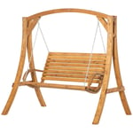 2 Seater Garden Swing Chair, Outdoor Wooden Swing Bench Lounger