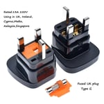 Universal Plug Adapter EU US UK AU CN To UK 3 PIN Type G Travel Socket - 10 Pack