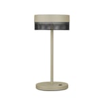 HELL LED-pöytälamppu Mesh, akku, 30 cm, hiekka/musta