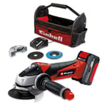 Einhell 18V Cordless Angle Grinder with Battery and Charger TE-AG 18/115 Li Kit