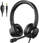 Bopmen Headset with Microphone - Computer PC Headset with Boom Mic, In-line Volume Control & Mute, On Ear Wired Headphones for Skype, Home, Office, Classroom, Call Centre (S100)