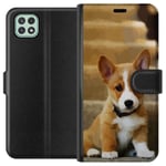 Samsung Galaxy A22 5G Musta Lompakkokotelo Liten Hund