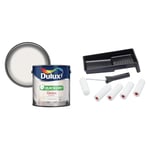 Dulux Quick Dry Gloss Paint For Wood And Metal - Pure Brilliant White 2.5 Litres & Fit For The Job 7 pc Foam Mini Paint Roller Set for Painting with Gloss & Satin
