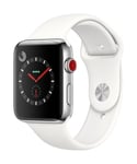 Apple Watch Series 3 GPS + Cellular, 42mm Stainless Steel Case with Soft White Sport Band (Fyndvara
