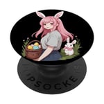Cute Kawaii Easter Bunny Design in Manga Style for Otakus PopSockets Swappable PopGrip
