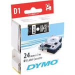 DYMO Dymo D1 Märktejp Standard 24mm, Vit / Svart, 7m Rulle (s0721010)