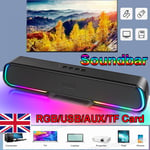 Wireless Bluetooth 5.0 TV PC Sound Bar Home Theater RGB 4D Dual Speaker Soundbar