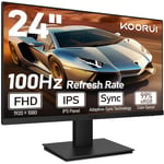 KOORUI Écran PC 24 Pouces, Haut-Parleur, Full HD (1920 x 1080), IPS, 16:9, 5ms, HDMI 1.4 (100Hz) & VGA(60Hz), Mode Faible lumière Bleue, Grand Angle de Vue 178°, Eye Care