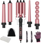 Curling Iron- 5-in-1 Curling Wand Set with 3 Barrel Hair Waver, Ceramic Curling