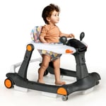 2-in-1 Baby Walker Foldable Activity Baby Push Walker Adjustable Height & Speed