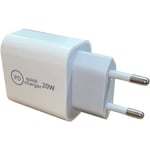 iPhone kompatibel 12/13/14/15/16 MAX PRO PLUS USB-C Väggadapter 20W PD (20W 1-PACK)