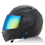 Bluetooth Casques Moto intégrés,Anti-Glare Full Face Modulable Double visières modulaire vélo Casques Motorcross Intercom Casque ECE Homologué N,XL