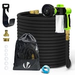 VOUNOT Flexible Garden Hose 100FT Expandable Magic Water Hose Pipe with 8 Modes Water Spray Nozzles Soap Dispenser, Black