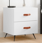 Small Bedside Table with Drawers White Industrial Side Cabinet Nightstand Unit