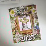 Konstig medeltida kattkalender 2025 Kalender 12 månaders väggkalender Hängbar för kontor Hem Gåva Belagd papper 11 * 8,5 tum (1 st)