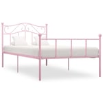 vidaXL Sängram utan madrass rosa metall 90x200 cm Rosa