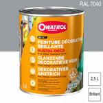 Owatrol - Peinture décorative antirouille Rustol Deco ral 7040 Gris fenêtre brillant 2,5L