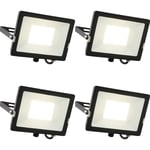 4 PACK Outdoor Waterproof LED Floodlight - 50W Cool White LED - Matt Black