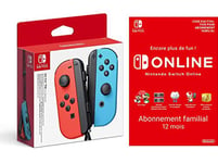 Nintendo Switch Paire de manettes Joy-Con : droite bleu néon/gauche rouge néon + Switch Online 12 Mois Famille [Download Code]