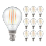 Pack of 10 x Crompton LED Dimmable Filament Golf Ball Light Bulb Clear 5W E14 SES 2700K Warm
