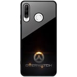 Huawei P30 Lite Svart Mobilskal Med Glas Overwatch Logo