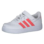 adidas Breaknet Lifestyle Court Elastic Lace and Top Strap Shoes Sneaker, Cloud White/Bright red/Clear Pink, 1 UK