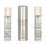 Chanel Allure Homme Sport Giftset 60 ml Edt Twist and Spray 3 x 20ml, Cologne Travel Spray and 2x Refills