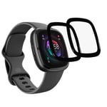 2 Pack Heltäckande Skärmskydd Fitbit Versa 4/Sense 2 Svart