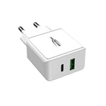 ANSMANN Chargeur USB HC218PDw pour Smartphone, Tablette, etc. (1 PCE) – Adaptateur Secteur avec Power Delivery & Quick Charge – Chargeur Rapide à Port USB-A et USB-C – Blanc
