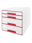 Leitz Skuffekabinet Desk Cube WOW 4-skuffer, rød
