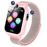 PTHTECHUS Montre Intelligente pour Enfant - 1,68" - pour Fille et garçon - avec Appel, SOS, 18 Jeux, Musique, Appareil Photo, réveil, Lampe de Poche - Montre Intelligente pour Enfants - Cadeau