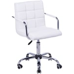 Chaise de bureau fauteuil manager pivotant hauteur réglable revêtement synthétique capitonné blanc