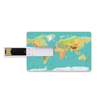 32 GB Clés USB à mémoire flash Carte Stockage de bâton de mémoire de disque de la clé U de forme de carte de crédit bancaire Carte du monde,géographie,continents,pays,cartographie physique,image,marro