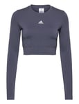 Aeroknit Seamless Fitted Cropped Tee W Sport Crop Tops Long-sleeved Crop Tops Navy Adidas Performance