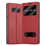 cadorabo Coque pour Samsung Galaxy Note 8 en Rouge Safran - Housse Protection avec Stand Horizontal et Deux Fenêtres - Portefeuille Etui Poche Folio Case Cover