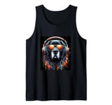 cute dog with sunglasses and headphones for men women kids Tank Top