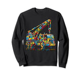 Crane Truck Puzzle Kids Toddler Boys Autism Awareness Sweatshirt
