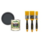 Cuprinol 5316967 Garden Shades Exterior Woodcare, Urban Slate 1 Litre & Coral 31416 Zero Paint Brushes with No Loss of Bristle Paintbrush Heads 3 Piece Pack Set, Yellow, Set of 3