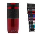 Contigo Byron Snapseal Travel Mug, Stainless Steel Thermal mug, vacuum flask, leakproof tumbler, coffee mug with BPA free Easy-Clean Lid, 470 ml, Red