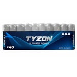 tyzon batterier alkaliske aaa 40-pk aaa-batterier