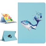 LeGeKe Blue Shark Case for iPad 7th Generation 10.2" 2019, 360 Degree Cute Animal Pattern Print Trifold Rotating Stand Leather Protective Cover, Smart Swivel Case with Auto Sleep/Wake