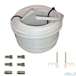 10m White Twin Shotgun Satellite Coaxial Cable Lead For Sky Plus HD TV Freesat