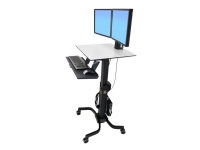 Ergotron WorkFit-C Dual - Sittande/stående arbetsstation - mobil - rektangulär - grå - svart bas
