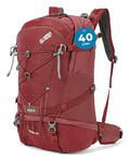 Terra Peak® Sac à dos de randonnée 40L (FLEX 40) grand rouge pour femme et homme - Sac a dos de trekking, chasse et voyage (respirant, imperméable) - Sac alpinisme, escalade et de jour (ergonomique)