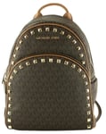 Michael Kors Brown Backpack Medium PVC Logo Pattern Studded Abbey RRP £310
