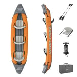 Bestway | Hydro-Force Rapid X3 Kayak| Inflatable Boat Set With Hand Pump, Paddles, Seats, Fins and Storage Bag | Three Seater