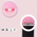 LED selfie ring light ring line fill light mobiltelefon fotoljus timer laddning USB rosa